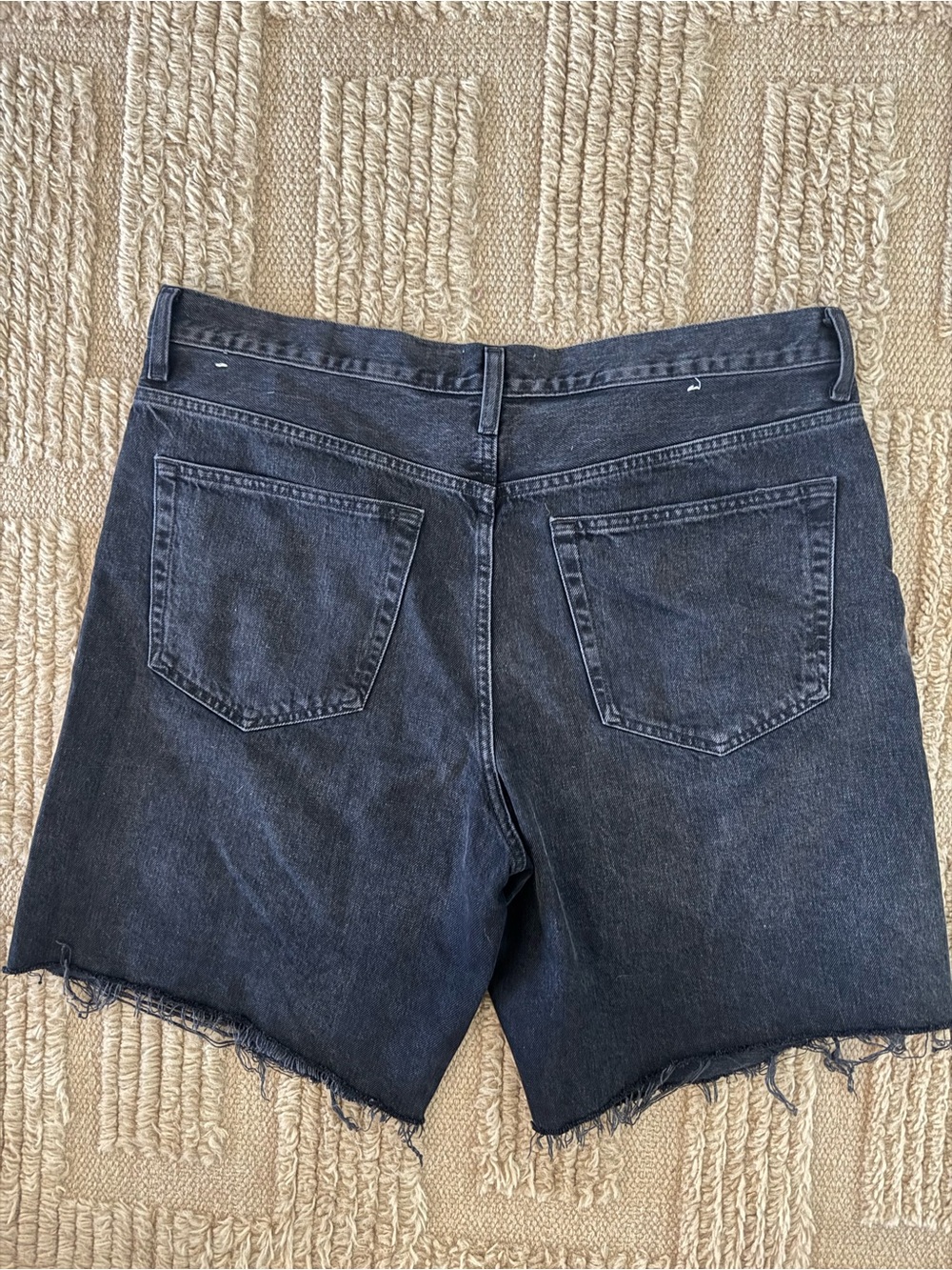 Agolde Indra Long Black Denim Slouchy Shorts - Picture 5 of 6